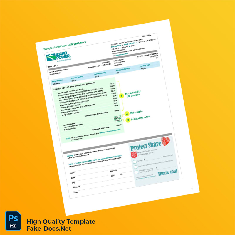 USA Idaho Power Editable Water and Sewer Bill Rate Schedule Template in Word and PDF formats 2 page USA Idaho Power Editable Water and Sewer Bill Rate Schedule Template in Word and PDF formats 2 page