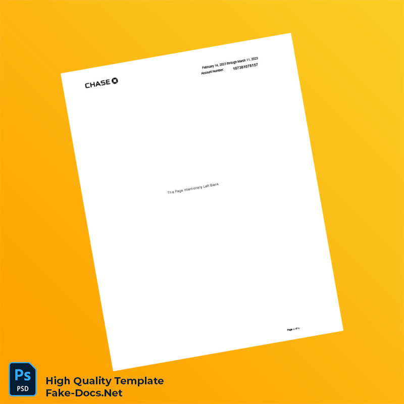 USA JPMorgan Chase Bank Statement Template in Word and PDF formats 4 page USA JPMorgan Chase Bank Statement Template in Word and PDF formats 4 page