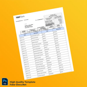USA M T Bank Statement Template in Word and PDF formats 7 page