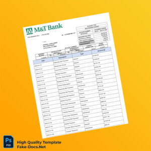 USA M and T Bank Statement Template in Word and PDF formats 7 page