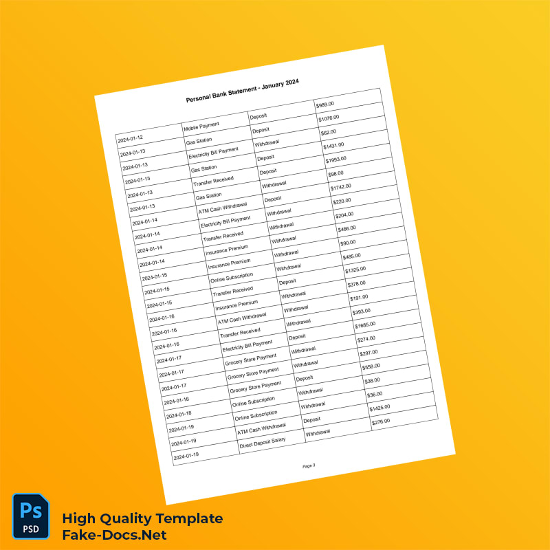 USA M and T Bank Statement Template in Word and PDF formats 7 page USA M and T Bank Statement Template in Word and PDF formats 7 page