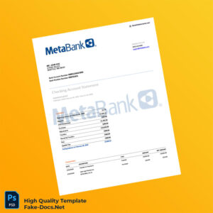 USA Metabank Checking Account Statement Template in Word and PDF formats 4 page