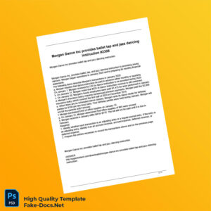 USA Morgan Dance Inc Editable Financial Transactions Template in Word and PDF formats USA Morgan Dance Inc Editable Financial Transactions Template in Word and PDF formats