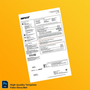 USA NIPSCO Editable Gas Bill Template in Word and PDF formats 2 page