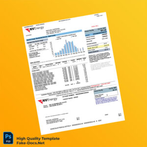 USA NV Energy Editable Electricity Bill Template in Word and PDF formats 2 page