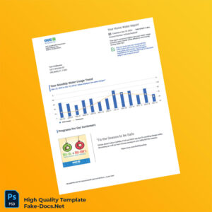 USA OUC Editable Water Bill Template in Word and PDF formats 2 page