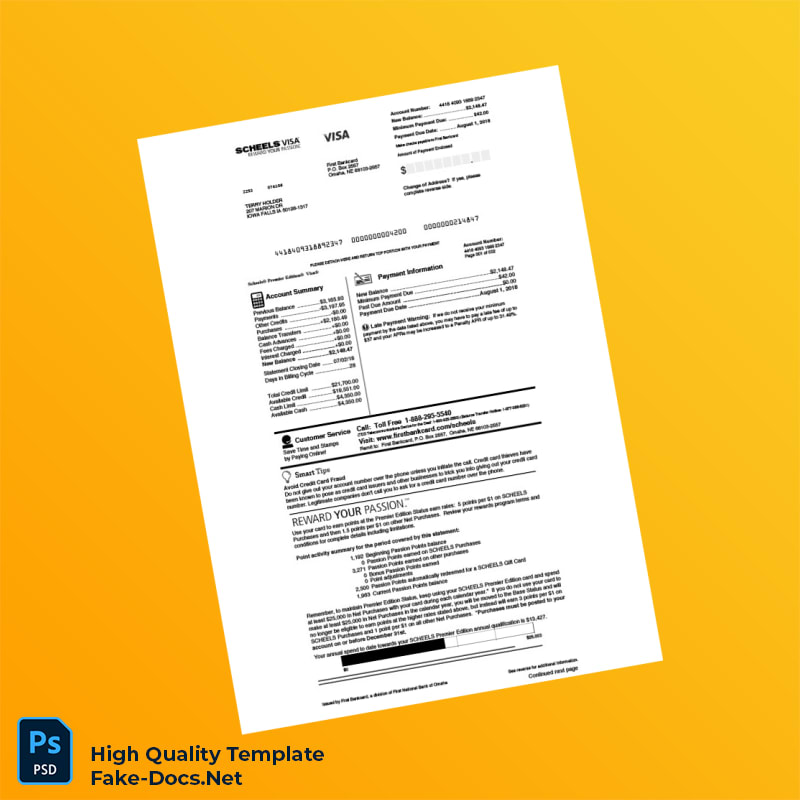 USA Omaha Bank Statement Template in Word and PDF formats 3 page USA Omaha Bank Statement Template in Word and PDF formats 3 page