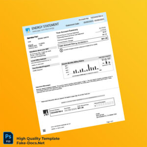 USA PG E Editable Energy Statement Template in Word and PDF formats
