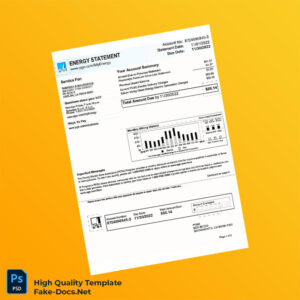 USA PG E Editable Utility Energy Bill Template in Word and PDF formats 3 page