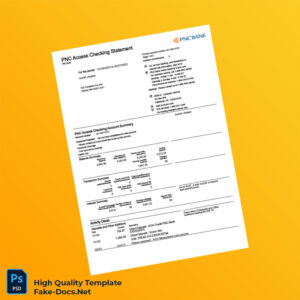 USA PNC Bank Statement Template in Word and PDF formats 2 page