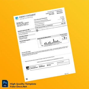 USA Pacific Gas And Electric Company Editable Energy Statement Template in Word and PDF formats 3 page