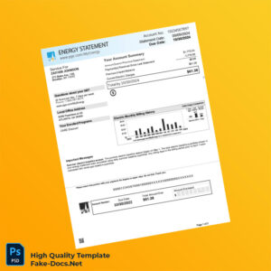 USA Pacific Gas And Electric Company Editable Energy Utility Bill Template in Word and PDF formats 3 page