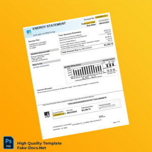 USA Pacific Gas And Electric Company Editable Utility Bill Template in Word and PDF formats 5 page
