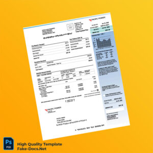 USA Pacific Power Editable Electricity Bill Template in Word and PDF formats 2 page