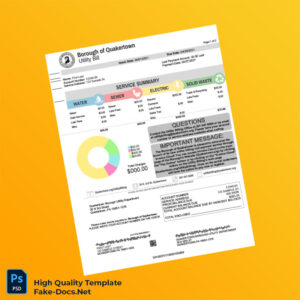 USA Quakertown Editable Utility Bill Template in Word and PDF formats 4 page