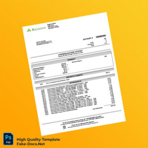 USA Regions Bank Personal Banking Statement Template in Word and PDF formats 4 page