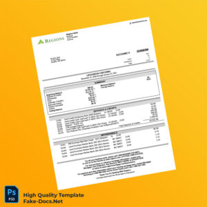 USA Regions Bank Statement Template in Word and PDF formats 6 page
