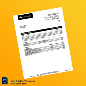 USA Santander Bank Statement Template in Word and PDF formats 3 page