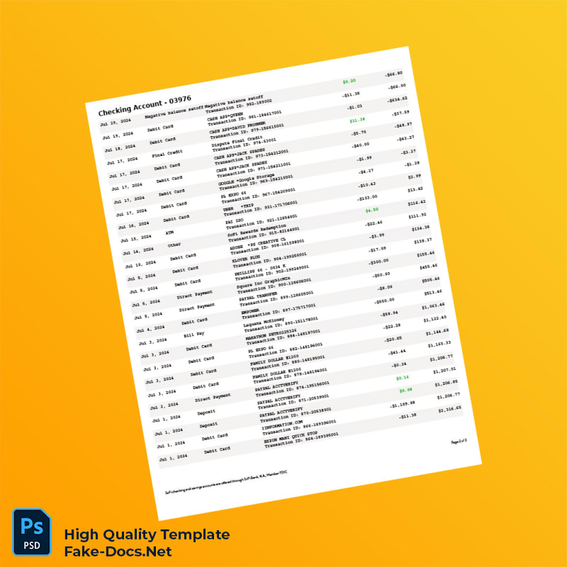 USA SoFi Bank Statement Template in Word and PDF formats 3 page USA SoFi Bank Statement Template in Word and PDF formats 3 page