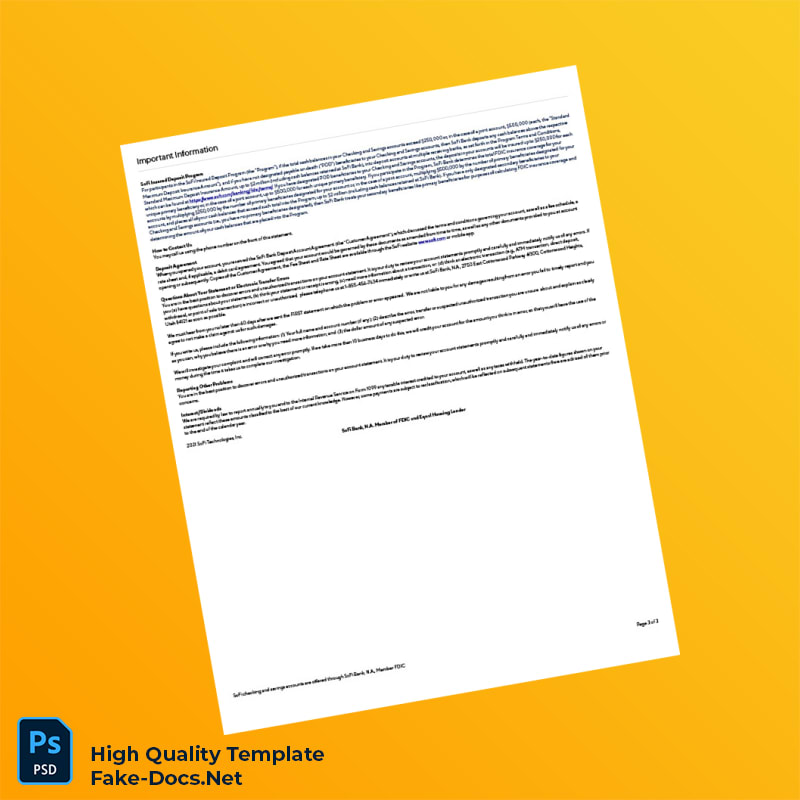 USA SoFi Bank Statement Template in Word and PDF formats 3 page USA SoFi Bank Statement Template in Word and PDF formats 3 page