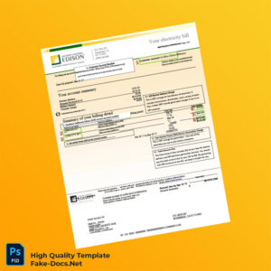 USA Southern California Edison Editable Electricity Bill Template in Word and PDF formats 3 page