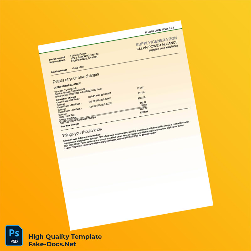 USA Southern California Edison Editable Electricity Bill Template in Word and PDF formats 8 page USA Southern California Edison Editable Electricity Bill Template in Word and PDF formats 8 page