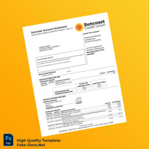 USA Suncoast Credit Union Account Statement Template in Word and PDF formats 4 page USA Suncoast Credit Union Account Statement Template in Word and PDF formats 4 page