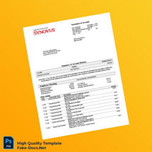 USA Synovus Bank Statement Template in Word and PDF formats 8 page USA Synovus Bank Statement Template in Word and PDF formats 8 page