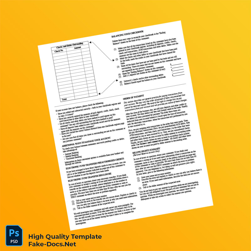 USA Synovus Bank Statement Template in Word and PDF formats 8 page USA Synovus Bank Statement Template in Word and PDF formats 8 page