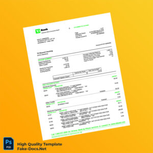 USA TD Bank Statement Template in Word and PDF formats 6 page USA TD Bank Statement Template in Word and PDF formats 6 page