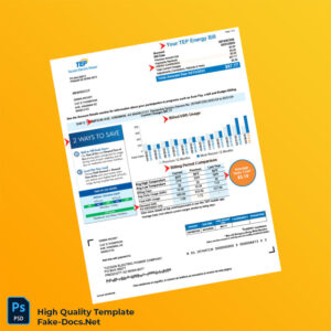 USA Tucson Electric Power Editable Electricity Bill Template in Word and PDF formats 2 page