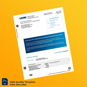 USA UMB Bank Statement Template in Word and PDF formats 3 page