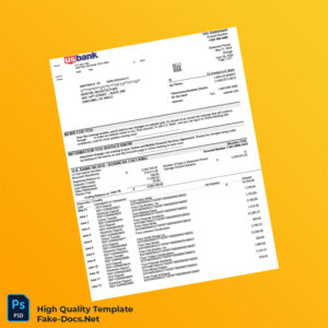 USA US Bank Account Statement Template in Word and PDF formats 7 page