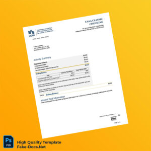 USA USAA Bank Statement Template in Word and PDF formats 2 page
