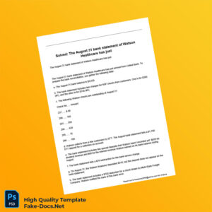 USA United Bank Bank Statement Template in Word and PDF formats 2 page