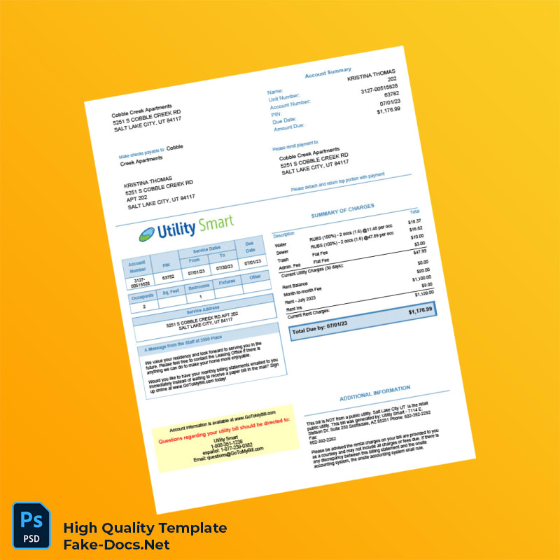 USA Utility Smart Editable Tenant Utility Rent Bill Template in Word and PDF formats USA Utility Smart Editable Tenant Utility Rent Bill Template in Word and PDF formats