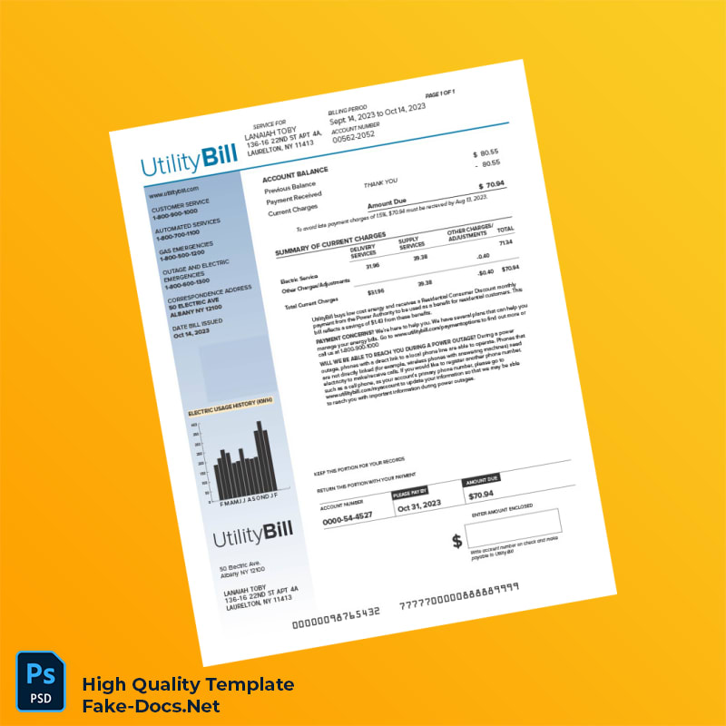 USA UtilityBill Editable Utility Bill Template in Word and PDF formats USA UtilityBill Editable Utility Bill Template in Word and PDF formats