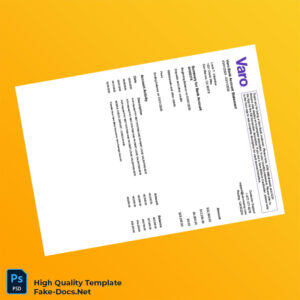 USA Varo Bank Statement Template in Word and PDF formats 2 page