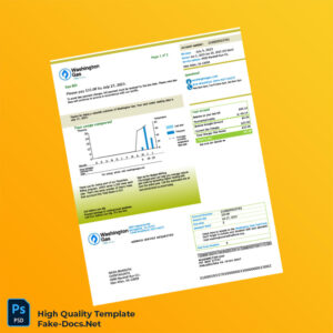USA Washington Gas Editable Natural Gas Bill Template in Word and PDF formats 2 page