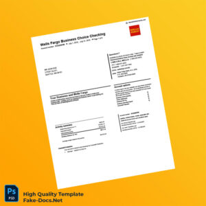 USA Wells Fargo Business Bank Statement Template in Word and PDF formats 6 page USA Wells Fargo Business Bank Statement Template in Word and PDF formats 6 page