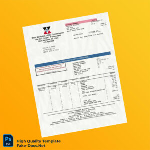 USA West Memphis Utility Commission Editable Utility Bill Template in Word and PDF formats