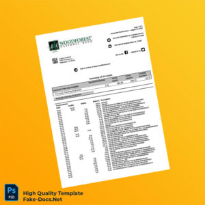 USA Woodforest Personal Checking Statement Template in Word and PDF formats 3 page