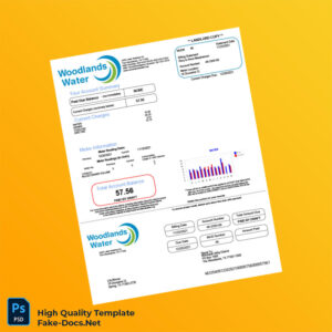 USA Woodlands Water Editable Water Bill Template in Word and PDF formats