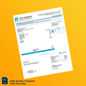 USA YES Energy Management Editable Utility Billing Statement Template in Word and PDF formats 2 page