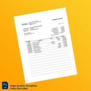 Ukraine ABANK Bank Statement Template in Word and PDF formats 3 page Ukraine ABANK Bank Statement Template in Word and PDF formats 3 page