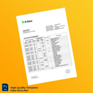 Ukraine Bank Statement Template in Word and PDF formats 2 page Ukraine Bank Statement Template in Word and PDF formats 2 page