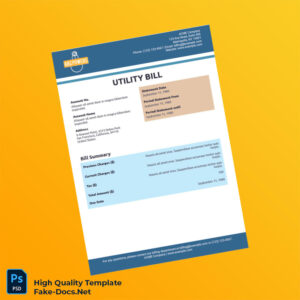 United States ACME Company Editable Utility Bill Template in Word and PDF formats 2 page