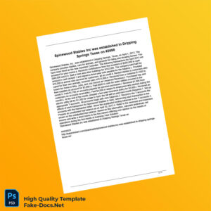 United States Spicewood Stables Inc Editable Revenue Document Template in Word and PDF formats