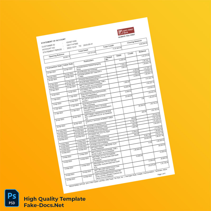 Unknown Bank Statement Template in Word and PDF formats 6 page Unknown Bank Statement Template in Word and PDF formats 6 page