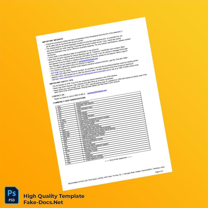 Unknown Bank Statement Template in Word and PDF formats 6 page Unknown Bank Statement Template in Word and PDF formats 6 page